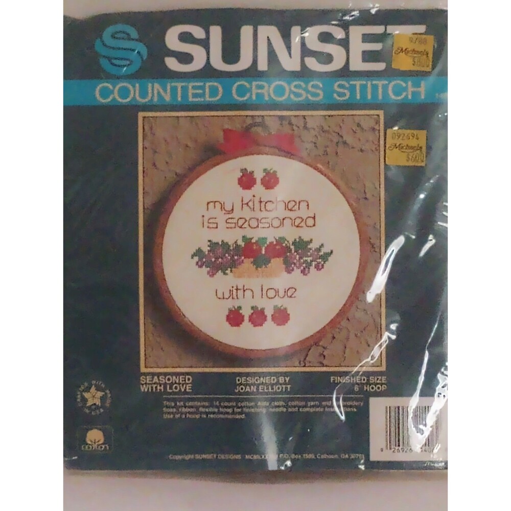 Sunset "My Kitchen is Seasoned with Love" Framed in 6" Hoop    Nice sentiment!